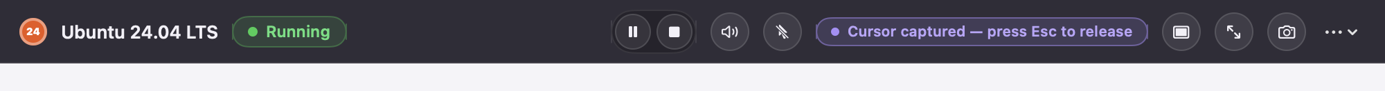 The same real toolbar showing Cursor captured and the Esc release hint.